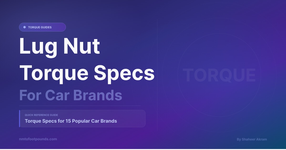 Lug Nut Torque Specs for 15 Popular Car Brands